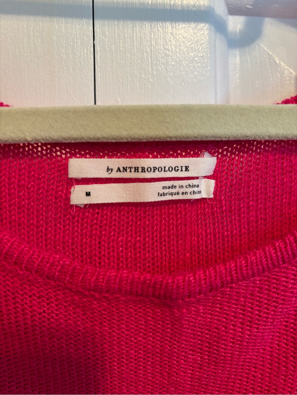 NWT Anthropologie Mayfield Knit Linen Blend Sweater in Hot Pink - Picture 4 of 6